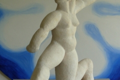 Körpergesänge: Tanzende Blau, Gips, Öl auf Holz, 2006